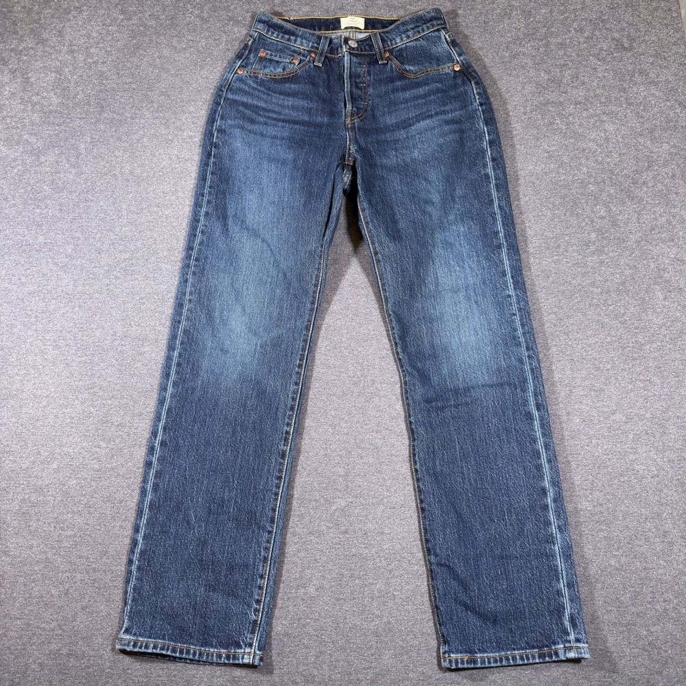 Levi's 501 Curve Jeans Women 25x30 Dark Wash Straight Leg High Rise Button Fly